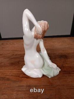 Art Deco Aquincum Hungary Porcelain Nude Women Figurine 10 Antique C. 1930