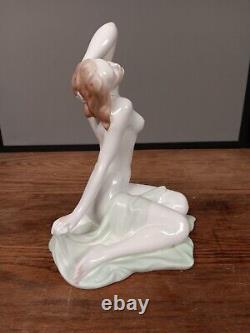 Art Deco Aquincum Hungary Porcelain Nude Women Figurine 10 Antique C. 1930