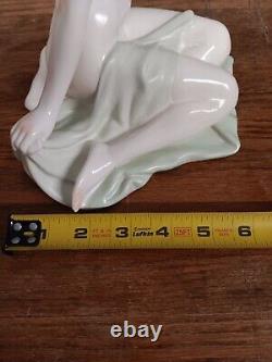 Art Deco Aquincum Hungary Porcelain Nude Women Figurine 10 Antique C. 1930