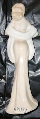 Art Deco Aquincum Porcelain Sophisticated Lady Flowing Tan & White Gown 10 Nude