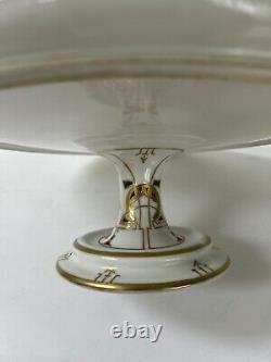 Art Deco Austria Porcelain Pedestal Cake Stand Bauhaus 1920's Gold Accent