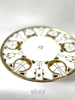 Art Deco Austria Porcelain Pedestal Cake Stand Bauhaus 1920's Gold Accent