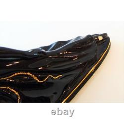 Art Deco Ballerina Figurine 9 Lady Dancer Black Porcelain 24K Gold Ballet Pose