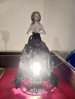 Art Deco Boudoir Lady Doll Cage Lamp Light Original Cage & Porcelain Lady WORKS