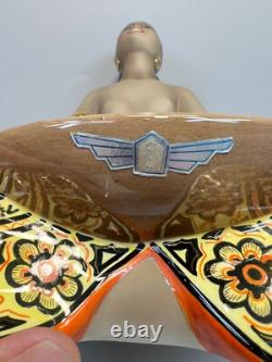 Art Deco C. I. A. Manna Torino Porcelain Figurines Exotic African Smiley Girl Tray