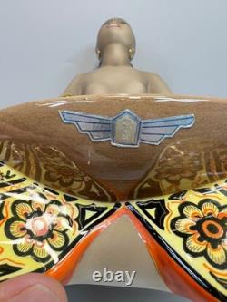Art Deco C. I. A. Manna Torino Porcelain Figurines Exotic African Smiley Girl Tray