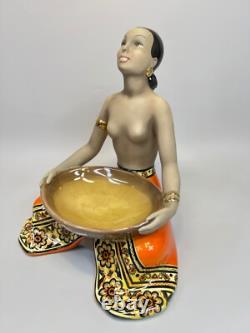 Art Deco C. I. A. Manna Torino Porcelain Figurines Exotic African Smiley Girl Tray