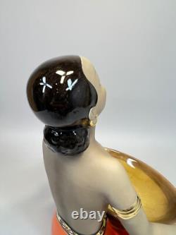 Art Deco C. I. A. Manna Torino Porcelain Figurines Exotic African Smiley Girl Tray