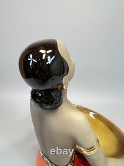 Art Deco C. I. A. Manna Torino Porcelain Figurines Exotic African Smiley Girl Tray