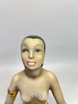 Art Deco C. I. A. Manna Torino Porcelain Figurines Exotic African Smiley Girl Tray