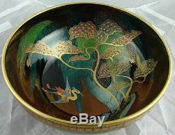 Art Deco Carlton Ware Lustre Bowl Scarce Ruby Red Heron and Magical Tree pattern