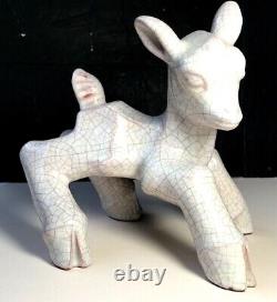 Art Deco Ceramic Suni Baby Goat Figurine Karlsruhe Majolika Germany