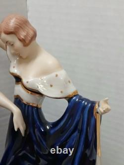 Art Deco Cobalt Porcelain Sister's Dancing Figurine. Royal Dux
