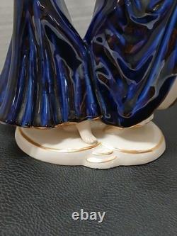 Art Deco Cobalt Porcelain Sister's Dancing Figurine. Royal Dux