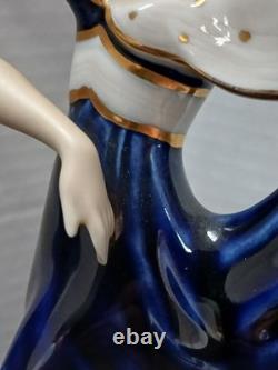 Art Deco Cobalt Porcelain Sister's Dancing Figurine. Royal Dux