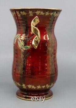 Art Deco Crown Devon Fielding's Red Lustre Vase With Butterflies