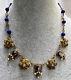 Art Deco Czech 16 Porcelain Portrait Blue Glass Bead Goldtone Antique Necklace