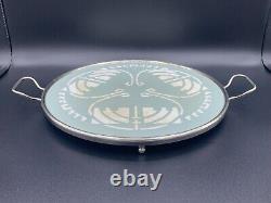 Art Deco Czech Gerbruder Mehner Porcelain Serving Tray Plated Metal Work c1920s