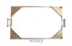 Art Deco Czech Porcelain Serving Tray With Metal Frame And Handles