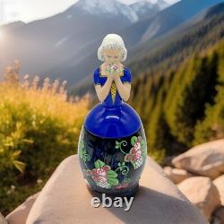 Art Deco E Molineau Porcelain Vanity Jar Floral Dress Lady 8 High France