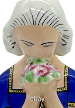 Art Deco E Molineau Porcelain Vanity Jar Floral Dress Lady 8 High France
