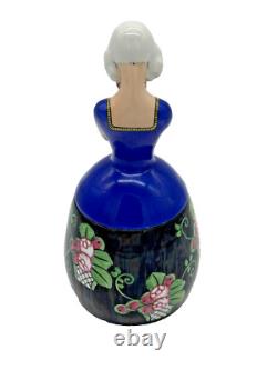 Art Deco E Molineau Porcelain Vanity Jar Floral Dress Lady 8 High France