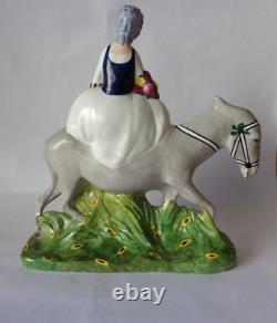 Art Deco Etling Porcelain Figurine woman with donkey. Signed