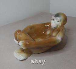 Art Deco European Porcelain Monkey Bowl Tray Dish