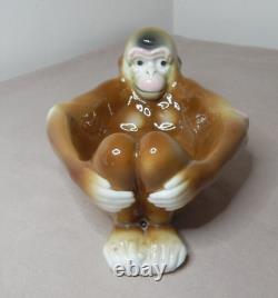 Art Deco European Porcelain Monkey Bowl Tray Dish