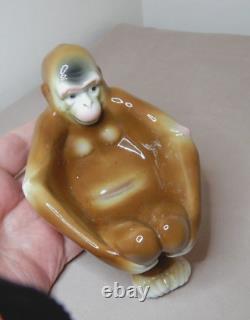 Art Deco European Porcelain Monkey Bowl Tray Dish