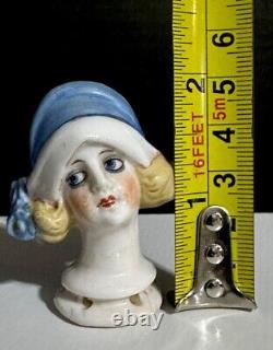 Art Deco Fasold & Stauch Flapper Pin Cushion Porcelain Half Doll Head, 1930