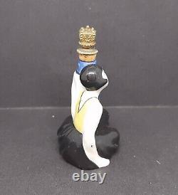 Art Deco Figural Crown Top Scent Bottle Deco Lady holding vase with birds