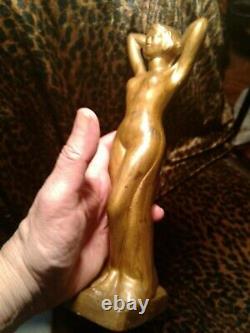 Art Deco Figure Nude Lady porcelain gold enamel Patina England Sculpture