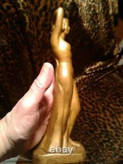 Art Deco Figure Nude Lady porcelain gold enamel Patina England Sculpture