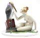 Art Deco Fraureuth Kunstabstellung Porcelain Nude And Stork Figure Circa 1925