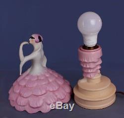 Art Deco Fulper Harlequin Lady Dancer Half Doll Perfume Lamp Porcelain Figurine