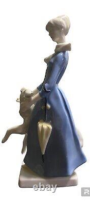 Art Deco German Carl Scheidig Porcelain Woman and Borzoi Dog Figurine