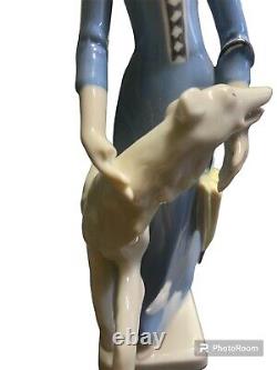 Art Deco German Carl Scheidig Porcelain Woman and Borzoi Dog Figurine
