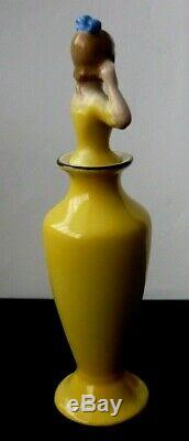 Art Deco German Porcelain Half Doll Lady Scent Bottle With Glass Dibber Perfect