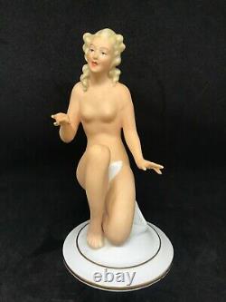 Art Deco Gerold Porcelain Bavaria Of A Nude Lady Girl Kneeling Figurine