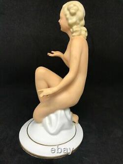 Art Deco Gerold Porcelain Bavaria Of A Nude Lady Girl Kneeling Figurine