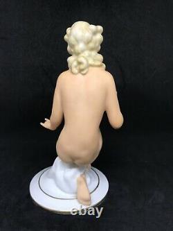 Art Deco Gerold Porcelain Bavaria Of A Nude Lady Girl Kneeling Figurine