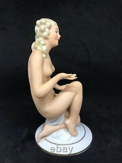 Art Deco Gerold Porcelain Bavaria Of A Nude Lady Girl Kneeling Figurine