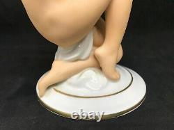 Art Deco Gerold Porcelain Bavaria Of A Nude Lady Girl Kneeling Figurine