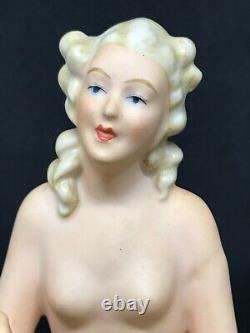 Art Deco Gerold Porcelain Bavaria Of A Nude Lady Girl Kneeling Figurine