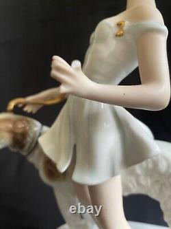 Art Deco Gerold Porzellan Bavaria Lady With BORZOI DOG 1930's Figurine