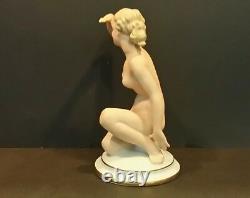 Art Deco Gerold Porzellan Bavaria Nude Lady Girl Kneeling Figurine 1940