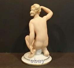 Art Deco Gerold Porzellan Bavaria Nude Lady Girl Kneeling Figurine 1940