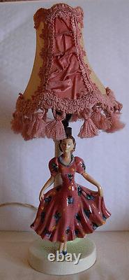 Art Deco Goebel Germany Porcelain Figural Lamp-silk Shade