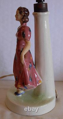 Art Deco Goebel Germany Porcelain Figural Lamp-silk Shade